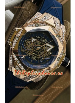 Hublot Big Bang UNICO Sang Bleu II Oro Rosado Diamantes Calidad a Espejo 1:1 Reloj Réplica Suizo