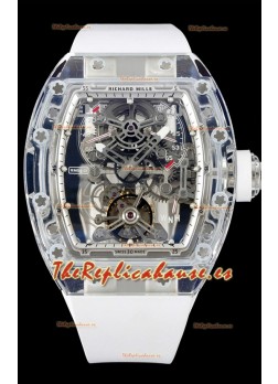 Richard Mille 56-01 Transparent Caja en Zafiros con Genuino Movimiento Suizo Tourbillon Super Clone